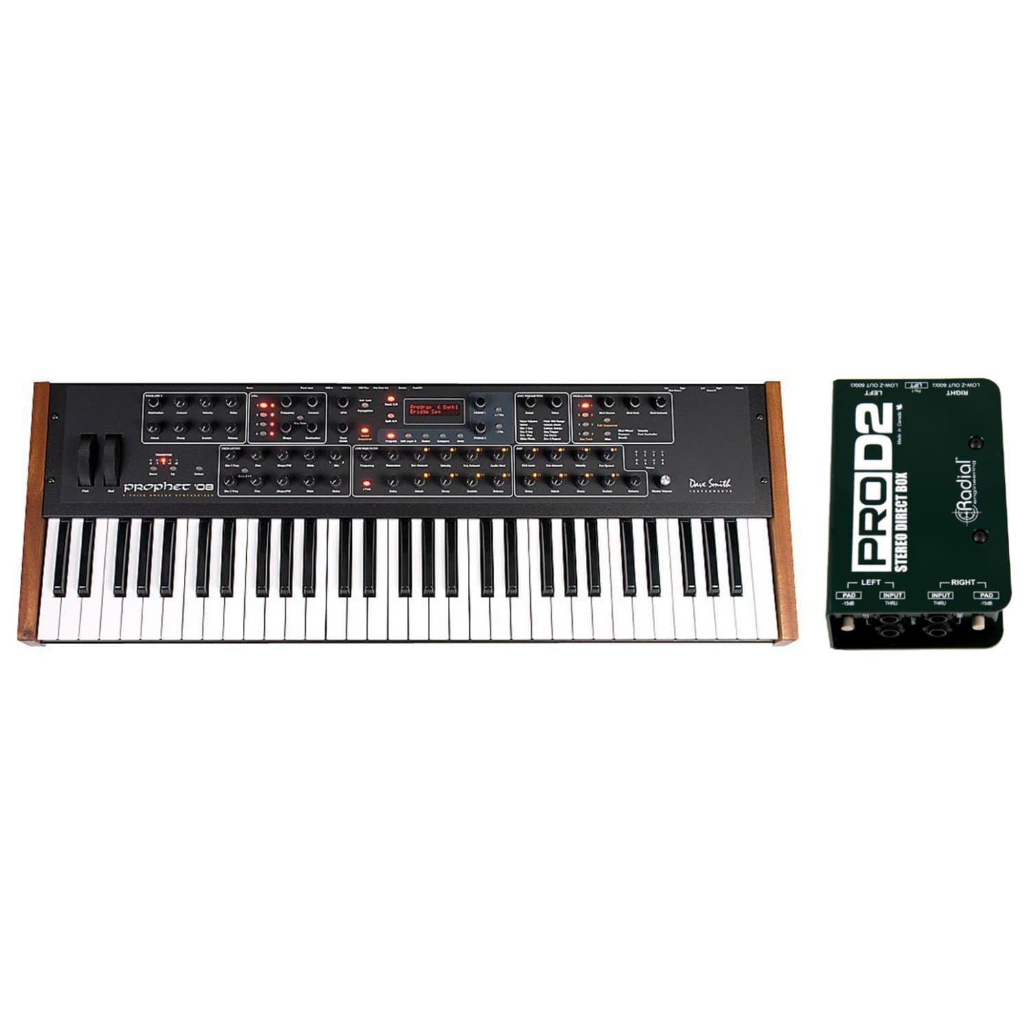 Dave Smith Instruments DSI-2128 Prophet 08 PE Keyboard Synth and Radial ProD2 St