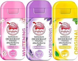 Deodorant Powder Thai Herb Eliminates Underarm, Body and Foot Odor Antiperspirant Protection Natural Deodorant Stay Fresh and Confident daily used, 0.77 Ounce x 3pcs. (Pack of 3) (Mix01)
