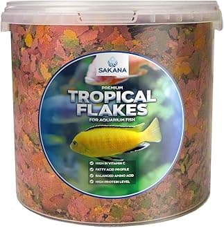 Sakana Tropical Flakes | Premium Quality Aquatic Fish Food Mixture | Healthy and Nutritious all-round Feed for Pond-Dwelling Life | High Protein, Great Source of Vitamins & Easily Digestible (5L)