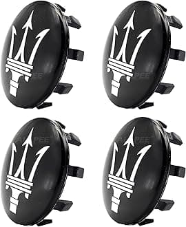 Wheel Hub Center Cap Center Logo Emblem Hub Cover 60mm ABS Material Compatible with Mesertatti Accessories (MS Black-Chrome)