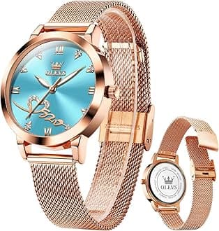 OLEVS Women Watch Fashion Rose Gold Diamond Analog Quartz Female Watch for Women Luxury Dress Ladies Stainless Steel Luminous Waterproof Date Wrist Watches