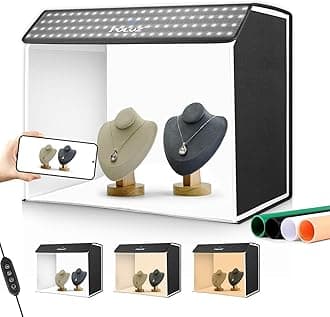 – Light Box Photography 60x40cm, PULUZ Photo Studio Lightbox for Product Photography Tent Kit Portable Folding Photo Box with Dimmable 672 LED Lights & 4 Color PVC Backdrops