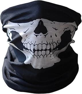 Elisona Skull Tubular Protective Dust Mask Bandana Motorcycle Polyester Scarf Face Neck Warmer for Snowboard Skiing Motorcycle Biking