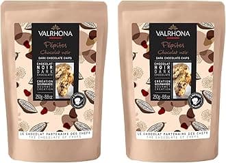 Valrhona Finest Dark Chocolate Chips for Baking - 52% Cocoa, A Perfect Fusion of Premium Dark Cocoa Flavor, These Gourmet Chocolate Chips are Ideal for Cookies, Muffins, Brioches, and Pastries, 2 Pack