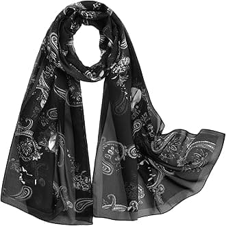 E-Clover Herebuy - Unique Women's Floral Scarves: Chiffon Flowers & Birds Printed Scarf