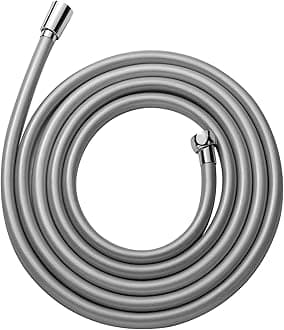 OFFO Ultra-Flex Shower Hose, 138 Inches Premium RV PVC Handheld Shower Head Hose Flex Hoses Extension with Brass Insert and Nut for Bathing Pet Bathing, Silver Gray