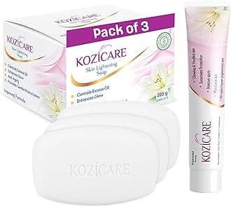 Kozicare Skin Lightening Kit 3 Soap + 1 Cream (for Lightening & Brightening Skin)