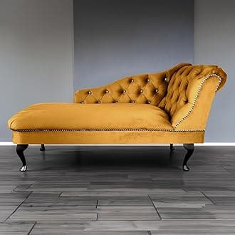 RegentTufted Chaise Lounge Sofa & Seating Handmade Velvet Living Room Bedroom Hallway Black Accent Chair (Right Hand, Gold)