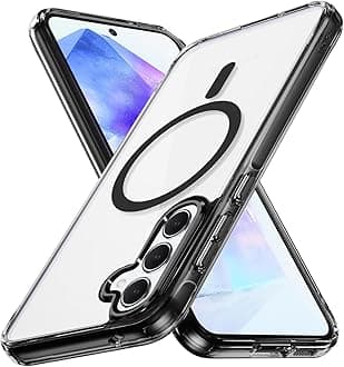Lunivop for Samsung Galaxy A55 5G Case Hard [Compatible with Magsafe ] Yellowing Resistant Magnetic Cover Clear para A 55 6.6 inch Rugged Best Phone Cases Black