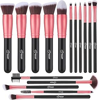 BESTOPE Makeup Brushes 16 PCs Makeup Brush Set Premium Synthetic Foundation Brush Blending Face Powder Blush Concealers Eye Shadows Make Up Brushes Kit (Rose Golden)