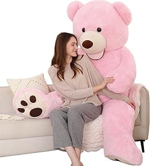 MorisMos Giant Teddy Bear Plush 5ft, Life Size Huge Pink Teddy Bears for Girlfriend, 5 Foot Large Big Stuffed Animal Gifts for Wife, Lover on Valentines, Anniversary, Birthday