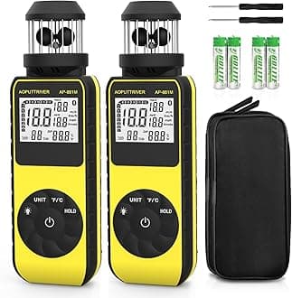 Anemometer Handheld Wind Cup Meter with Direction, Portable Wind Gauge Handheld with 360°Wind Directions Air Flow Meter with Temp(℃/℉) Backlit for HVAC Vents-2pcs