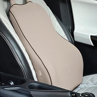Grin Health Car Backrest Cushion with Lumbar Support for Back Pain, Orthopedic Car Seat Back Support for Long Drive Car Back Rest Support Memory Foam Car Pillow Lumbar Cushion (Beige)