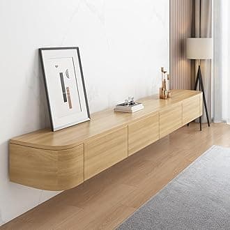 Floating TV Stand, Wall Mounted TV Shelves With Door,TV Media Console, Floating TV Cabinet Large Storage TV Bench Under TV (Wood2, 120CM/47.2")