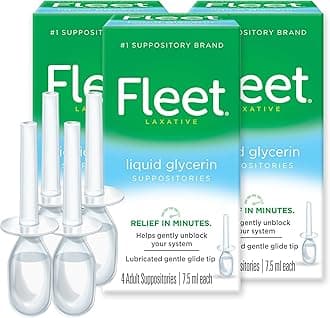Liquid Glycerin Suppositories for Constipation Relief, Fast and Effective Stimulant-Free Laxative, 4 Bottles per Pack, 7.5 mL Each, Pack of 3