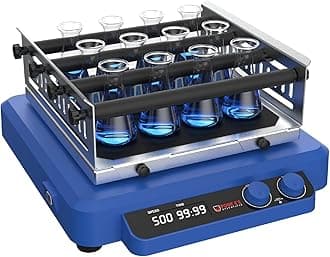 4E's USA Orbital and Linear Shaker - Adjustable Speed 20-500 RPM Orbital Shaker, 7.5 kg Loading Capacity Laboratory Shaker Mixer with Both Orbital Linear Shaking Mode, Continuous and Timed Operations