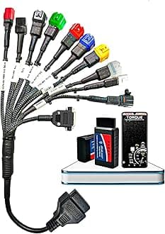 DANLITE TOOLS TECHNICIAN BS6-BS7 Bike Scanning Cable with Black OBD-II Scanner with Multi Colors Cable [11 Coplar] Connectivity Free Application