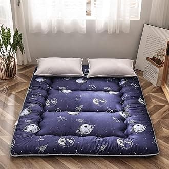 Navy Space Adventure Japanese Floor Futon Mattress, Thicken Tatami Mat Sleeping Pad Foldable Bed Roll Up Mattress Floor Lounger Bed Couches and Sofas for Kids Twin Size