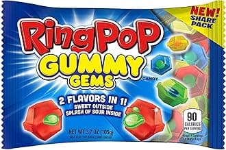 Ring Pop Gummies Gems - Individual 16 Pouches Assorted Sweet and Sour Gummy Candy Flavors (3.7 Oz Bag) - Fun Candy for Birthdays and Celebrations