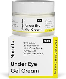 Under Eye Gel Cream to Reduce Dark Circles, Puffiness and Fine Lines with Retinol, Niacinamide, Caffeine, Aloe Vera Gel and Vitamin C, For Men and Women – 30 ml