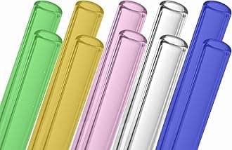 AOMI Glass Blowing Tubes, 10pcs 4inch Long Multi-Color OD 12mm ID 8mm 2mm Wall Thickness Borocilicate Glass Tubes for Cut Art DIY Blue Green Pink Yellow Transparent Each Color 2 Pieces