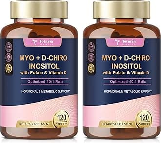 Totaria Inositol Supplement for Women with Vitamin D3, Folate, 40:1 Ratio Myo-Inositol & D-Chiro Inositol Complex, (Vitamin B8) Inositol Capsules, Pack of 2