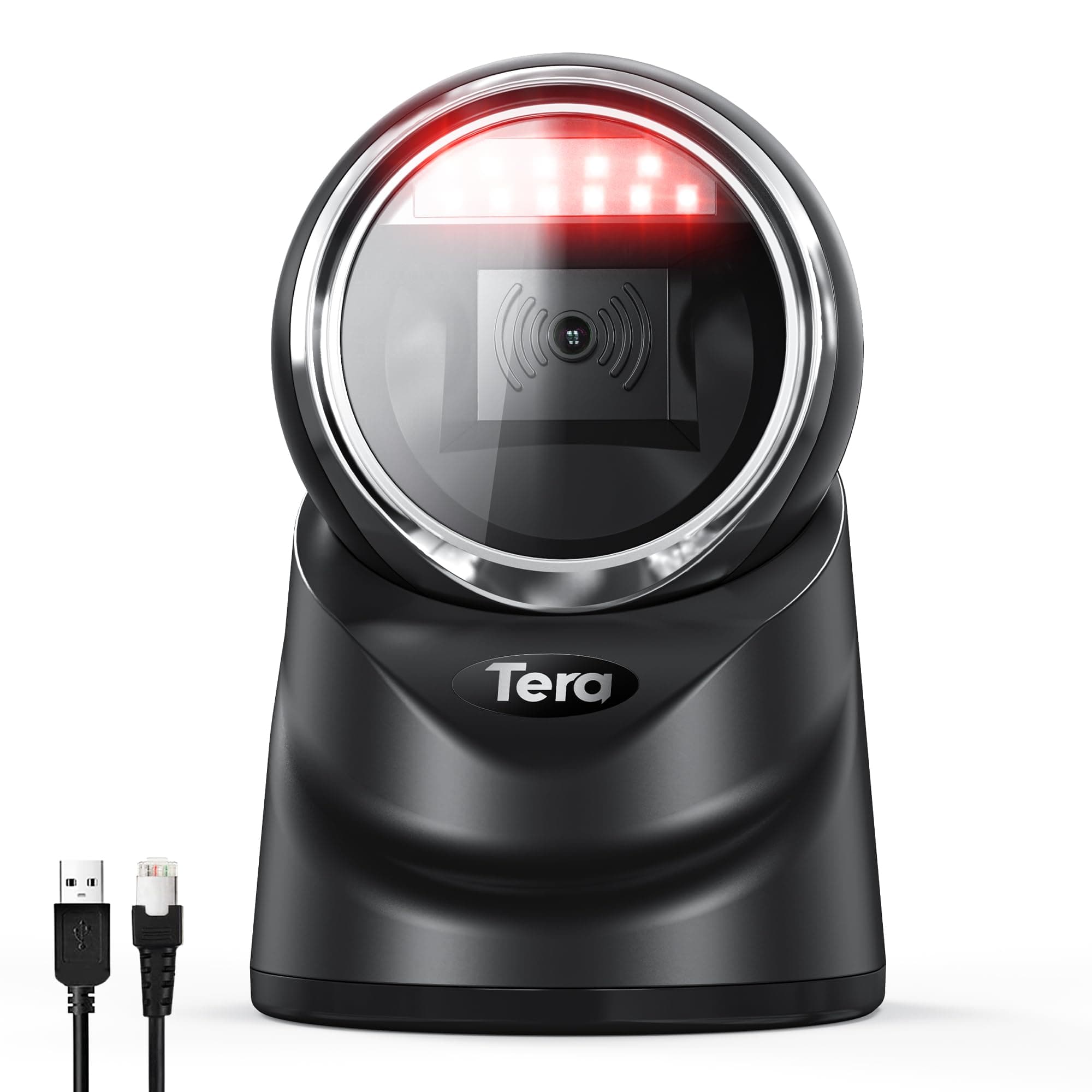 Tera Pro 2D Barcode Scanner USB Desktop Omnidirectional QR Wired Automatic Platform Bar Code Reader Automatic Handsfree 1D Wired Scanner for Market Retail Store Mobile Phone Screen Payment
