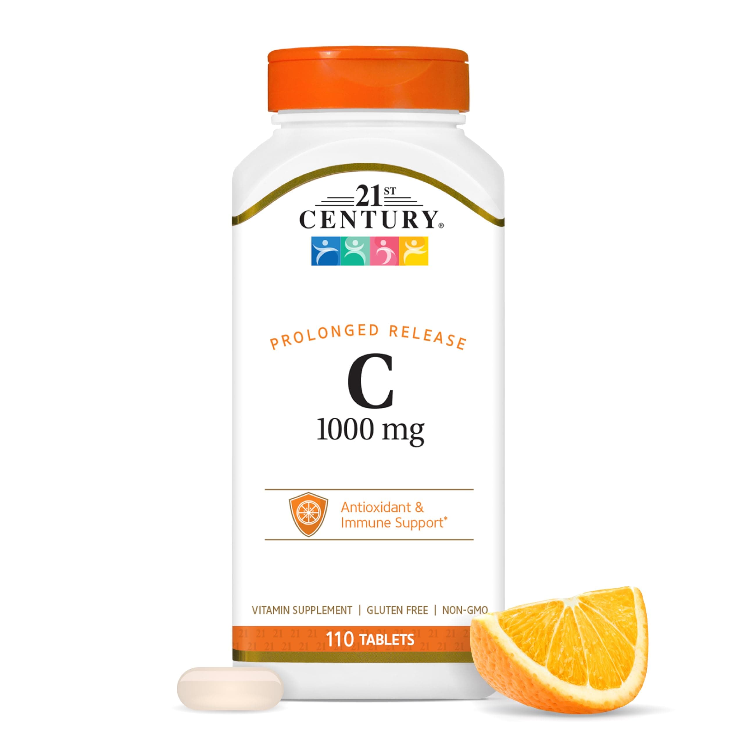 21st Century Vitamin C 1000mg Prolonged Release Tablets (110 Count), Ascorbic Acid Immune Support Vitamin C Supplement for Women & Men with Antioxidant Support, Non-GMO, Gluten Free, Vegan