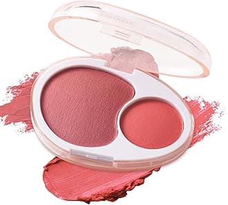 Double Cheek Cream Blush: Light & Modulable Blush Palette Soft & Natural Blendable Makeup Blush All-Day Long Lasting Makeup Blush Palette