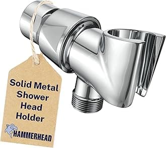 All Metal Handheld Shower Head Holder - Chrome - Adjustable Shower Wand Holder with Universal Wall Hook Bracket and Pivot Ball - Hand Held Shower Head Holder - Shower Hose Holder