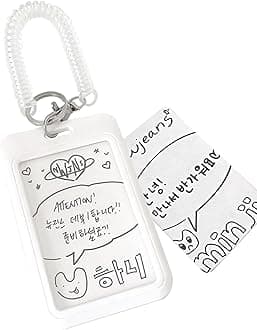 Acrylic Photocard Holder Keychain Photo Card Holders 3 Inch ID Badge Holder Bus Credit ID Bank Card Holders (Square White)