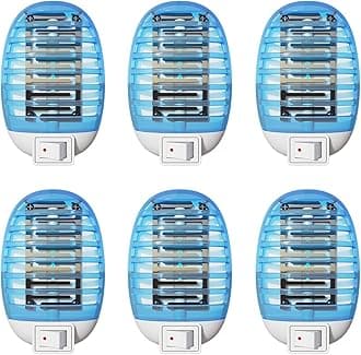 Indoor Bug Zappers, Electronic Insect Killer, Mosquitoes Killer, Electronic Mosquito Zapper Gnat Traps with LED Light for Living Room, Home, Kitchen, Bedroom, Baby Room, Office（6 PCS）
