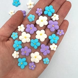 Royal Icing Blossoms | Mini Edible Flowers | Edible Roses | White Wedding Flowers | Cake Sprinkles | Bulk Sprinkle Mix | by Simply Sucré (54 Count)