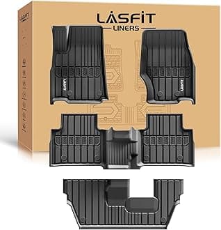 LASFIT Floor Mats for Jeep Grand Cherokee L 2021-2025 2026 7 Seat (NOT Fit for 6-Passenger) All Weather TPE Custom Fit Car Mats Floor Liners 1st & 2nd & 3th Row, Black