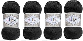 Alize 4 Balls Hand Knitting Yarn 100% Microfiber Acrylic Yarn Diva Silk Effect Thread Crochet Art Lace Craft Lot of 4 skeins 400gr 1532yds (60)