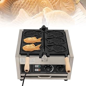 Taiyaki Fish Waffle Maker 3Pcs Taiyaki Fish-Shaped Mold Baker 1500W Electric Nonstick Commercial Waffle Maker Machine for Family, Restaurants, Food Stores