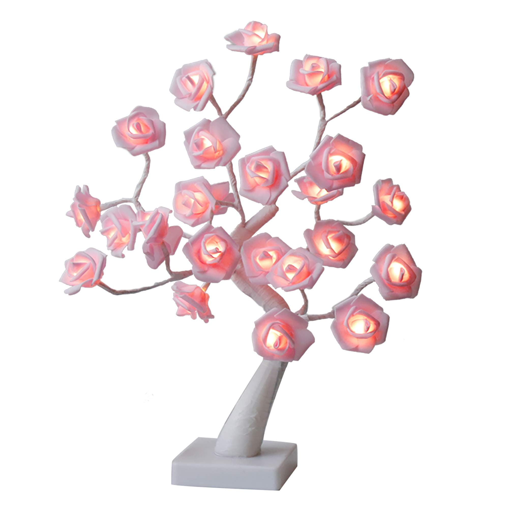EAMBRITE 18" Led Rose Flower Table Tree with 24 Warm White LED Lights for Valentine's Wedding Living Room Bedroom Party Women Girls Table Lamp
