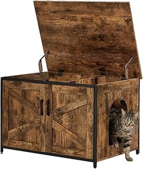 unipaws Top Opening Cat Litter Box Enclosure, Friendly to Elderly People, Waist or Keen Problem People, XL Extra Large Cat Box Furniture, High Jumbo Automatic Litter Box Cover Hidden for Large Cat