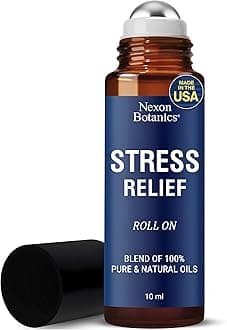 Stress Relief Essential Oil Roll-On 10 ml - Natural Stress Relief Blend with Lavender, Geranium & Frankincense Oils - Prediluted Roller for Calming Aromatherapy - Nexon Botanics