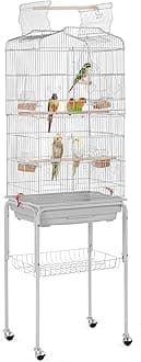 Yaheetech 64inch Height Open Top Bird Cage Metal Parrot Cage w/Detachable Rolling Stand for Medium Small Parrot Parakeet Birds