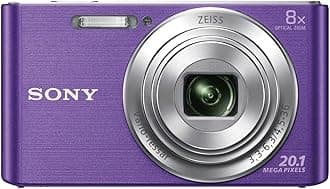 Sony DSCW830 Digital Compact Camera - Purple (20.1MP, 8x Optical Zoom) 2.7 Inch LCD (Renewed)