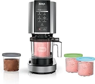 CREAMi | Ice Cream Maker Bundle | Includes (4)16 oz. Tubs for Gelato, Mix-ins, Milkshakes, Sorbet, Smoothie Bowls & More| 7 One-Touch Programs| Compact Size| Perfect for Kids | Silver