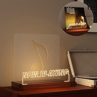 YuanDian Now Playing Record Stand Record Display Wooden Acrylic LED Lamp Tabletop Storage Desk USB Power Illumination LED Display