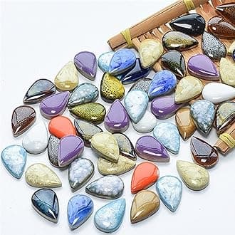 500g/1.1lb Random Color Irregular Ceramics Mosaic Tiles,DIY Making Creative Ceramic Mosaic Tiles for DIY Craft Plates Flowerpots Vases Cups Mosaic Making Supplies (Small Raindrop)