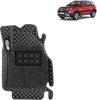 KINGSWAY Accessories Premium 7D Car Floor Mats Only Compatible with Hyundai Creta Year 2024 Onwards All Model, Set of 3 Pcs, 100% Waterproof & Washable Luxury 7D Car Foot Mats, Classic Black