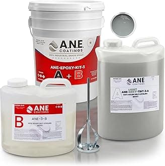 Self Leveling Epoxy Resin Kit – ANE Garage Floor Epoxy Kit Spreads Seamlessly. Durable, Industrial Grade Clear Epoxy Resin for Concrete Floors and Countertops - Light Grey