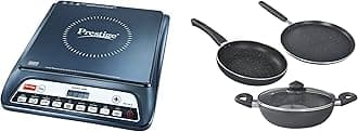 Prestige Omega Granite 3 piece set BYK + PIC 20 1200 Watt Induction Cooktop with Push button (Black)