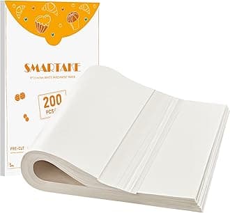 SMARTAKE 200 Pcs Parchment Paper Baking Sheets, 9x13 Inch Non-Stick Precut Baking Parchment, Suitable for Baking Grilling Air Fryer Steaming Bread Cup Cake Cookie and More (White)