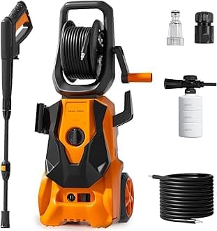Pressure Washers 1800W,140Bar, Jet Washers Pressure Washers with Hose Reel Adjustable Nozzles & Foam Tank Power Cord, Power Washer for Yard, Cars, Garden, Furniture.