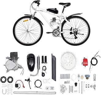 100cc 2 Stroke Bike Engine Kit Bicycle Motor Kit 44 Tooth Sprocket Gasoline Motorized Bike Motor Kit for 26" 28" Bicycle